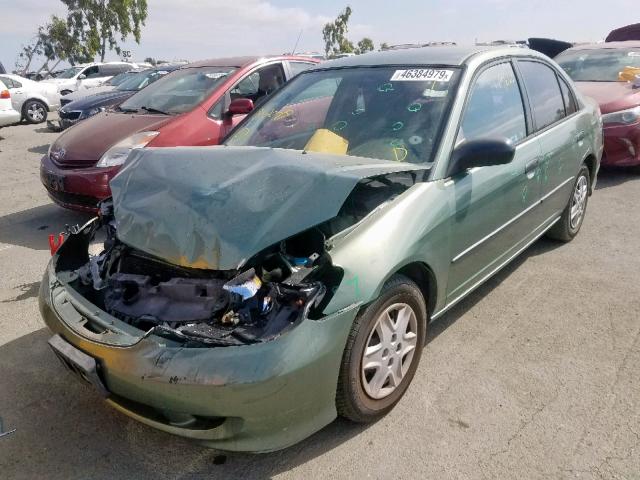 2HGES16304H594549 - 2004 HONDA CIVIC DX V GREEN photo 2