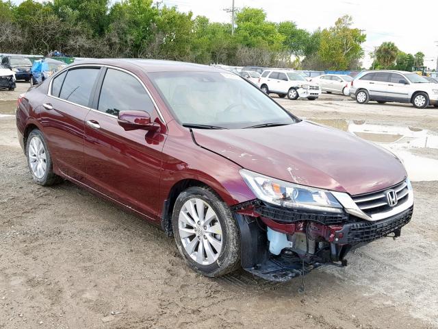 1HGCR2F84DA102592 - 2013 HONDA ACCORD EXL BURGUNDY photo 1