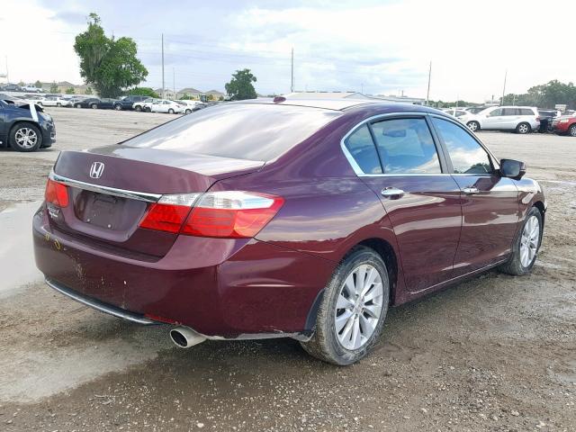 1HGCR2F84DA102592 - 2013 HONDA ACCORD EXL BURGUNDY photo 4