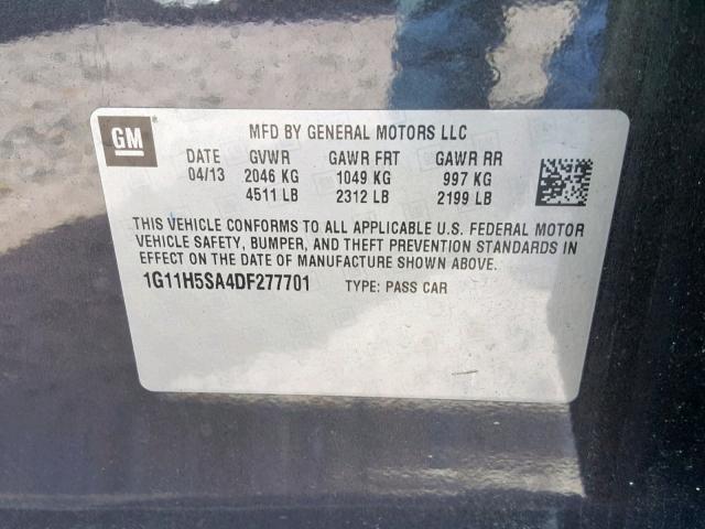 1G11H5SA4DF277701 - 2013 CHEVROLET MALIBU LTZ გრაფიტი ფოტო 10