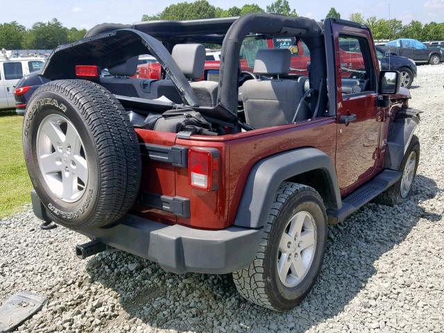 1J4FA24139L788896 - 2009 JEEP WRANGLER X MAROON photo 4