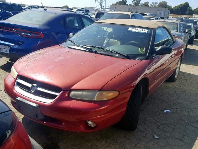 3C3EL55H8VT540512 - 1997 CHRYSLER SEBRING JX RED photo 2