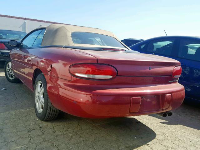 3C3EL55H8VT540512 - 1997 CHRYSLER SEBRING JX RED photo 3