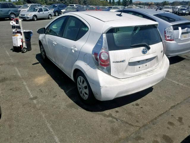 JTDKDTB3XC1004478 - 2012 TOYOTA PRIUS C WHITE photo 3