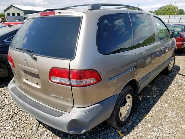 4T3ZF13C61U387765 - 2001 TOYOTA SIENNA LE BEIGE photo 4