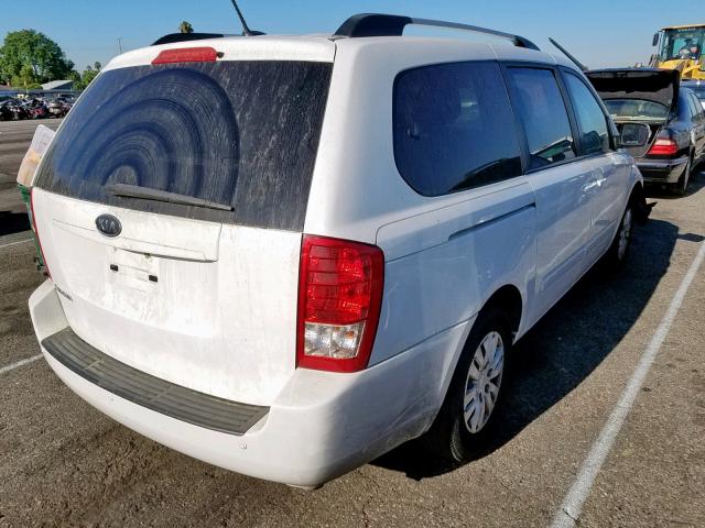 KNDMG4C77C6475675 - 2012 KIA SEDONA LX WHITE photo 4