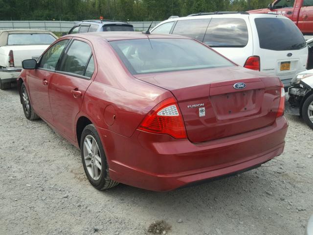 3FAHP0GA2AR167917 - 2010 FORD FUSION S RED photo 3