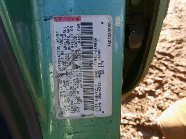 JT2EL56E5S7002472 - 1995 TOYOTA TERCEL DX GREEN photo 10