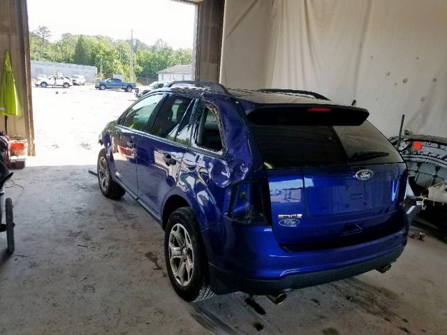 2FMDK4GC9DBE09584 - 2013 FORD EDGE SE BLUE photo 3