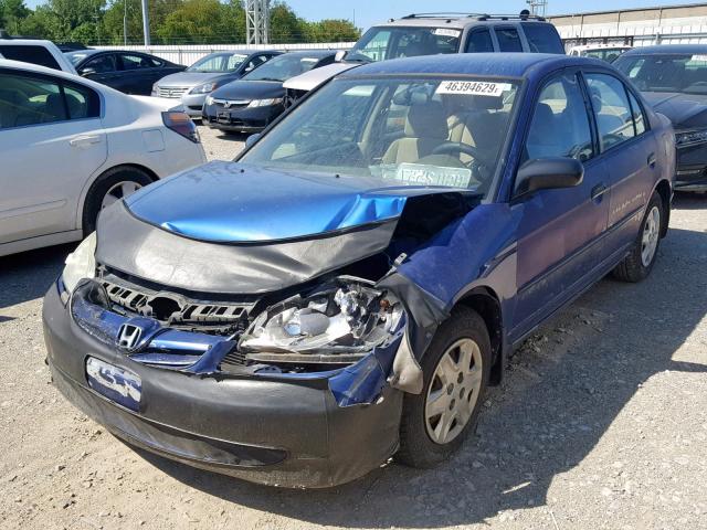 1HGES16344L015467 - 2004 HONDA CIVIC DX V BLUE photo 2