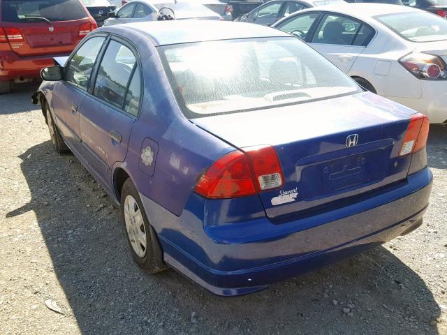 1HGES16344L015467 - 2004 HONDA CIVIC DX V BLUE photo 3