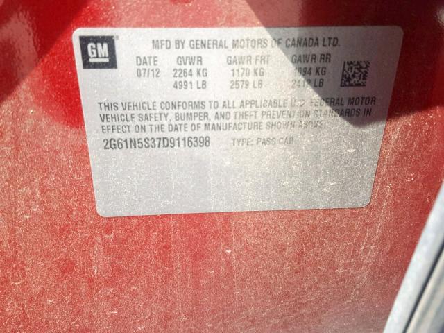 2G61N5S37D9116398 - 2013 CADILLAC XTS RED photo 10