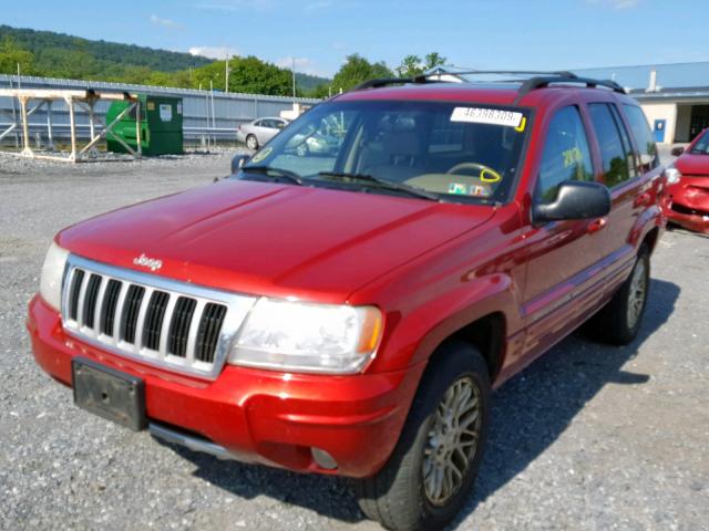 1J4GW58S84C203507 - 2004 JEEP GRAND CHER RED photo 2