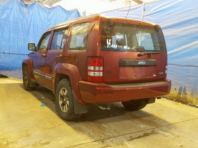 1J8GP28K58W170609 - 2008 JEEP LIBERTY SP BURGUNDY photo 3