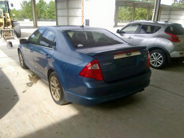 3FAHP0JA4AR229827 - 2010 FORD FUSION SEL BLUE photo 3