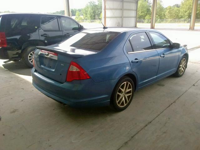 3FAHP0JA4AR229827 - 2010 FORD FUSION SEL BLUE photo 4