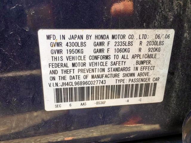 JH4CL96896C027743 - 2006 ACURA TSX BLUE photo 8