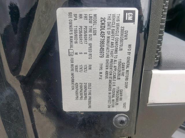 2CKDL43F786045979 - 2008 PONTIAC TORRENT BLACK photo 10