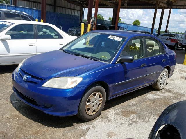 1HGES16385L008197 - 2005 HONDA CIVIC DX V BLUE photo 2