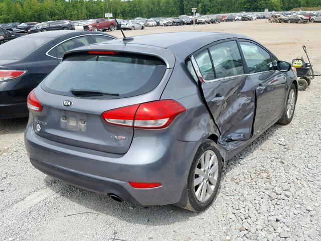 KNAFX5A87F5302644 - 2015 KIA FORTE EX GRAY photo 4