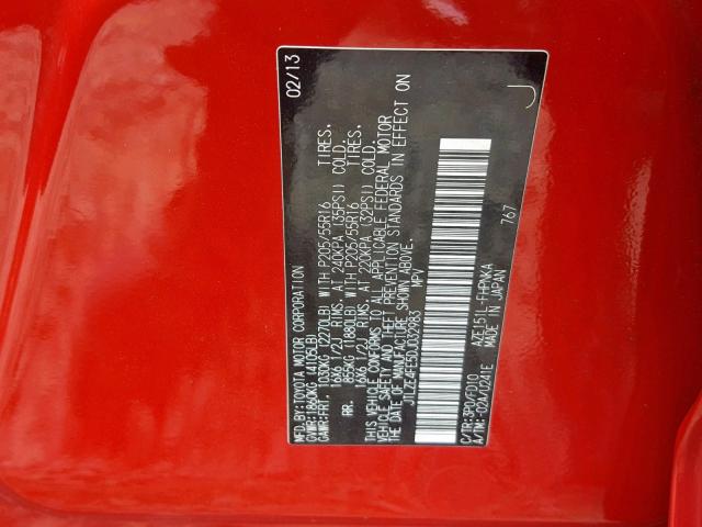 JTLZE4FE5DJ032983 - 2013 TOYOTA SCION XB წითელი ფოტო 10