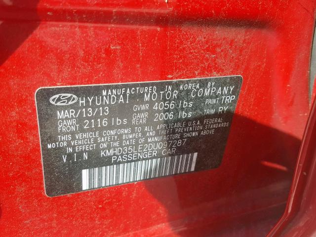 KMHD35LE2DU097287 - 2013 HYUNDAI ELANTRA GT RED photo 10