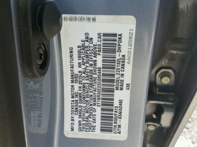 2T1KR32E23C095468 - 2003 TOYOTA MATRIX 蓝色 照片 10