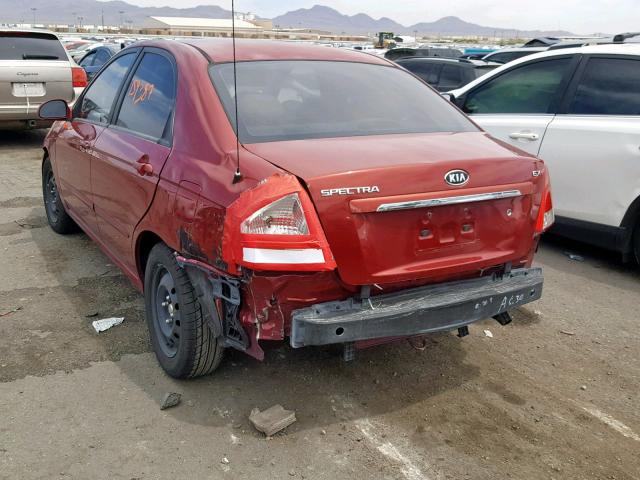 KNAFE222595592823 - 2009 KIA SPECTRA EX RED photo 3