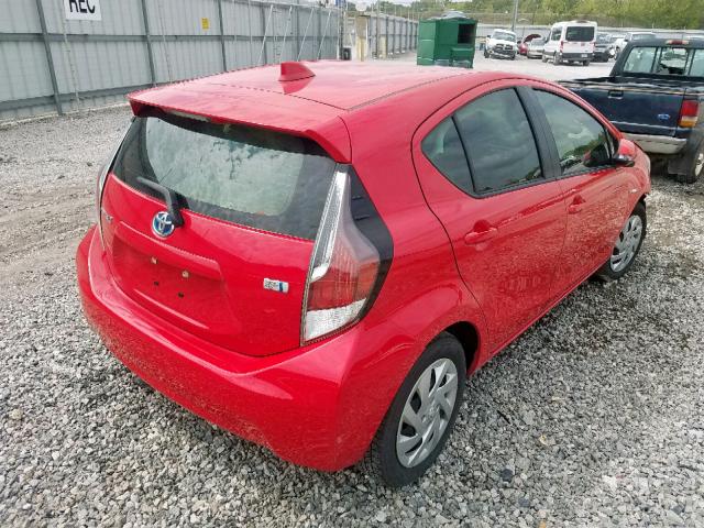 JTDKDTB39F1095876 - 2015 TOYOTA PRIUS C RED photo 4