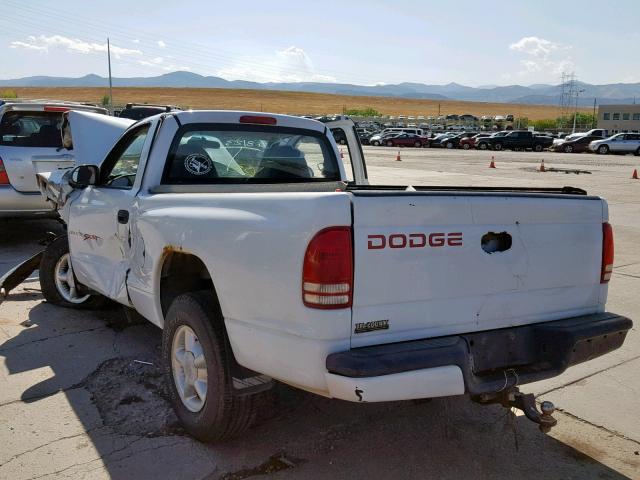 1B7FL26X1XS190231 - 1999 DODGE DAKOTA WHITE photo 3