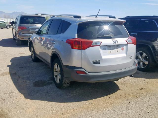 JTMRFREV5DD013422 - 2013 TOYOTA RAV4 XLE SILVER photo 3