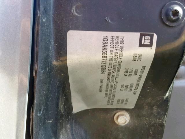 1G8AK55B77Z137684 - 2007 SATURN ION LEVEL GRAY photo 10
