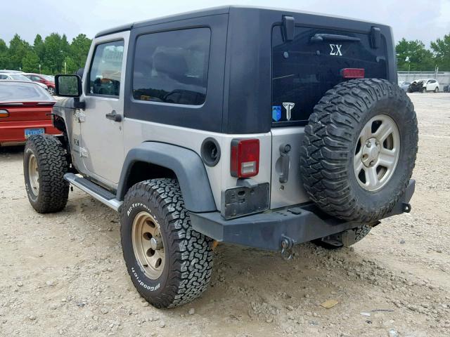 1J4FA24157L216760 - 2007 JEEP WRANGLER X SILVER photo 3