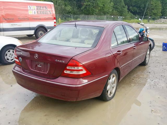 WDBRF84J54F516198 - 2004 MERCEDES-BENZ C 320 4MAT MAROON photo 4