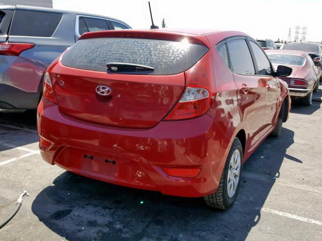 KMHCT5AE1FU198368 - 2015 HYUNDAI ACCENT GS RED photo 4