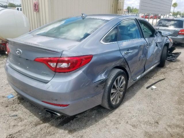 5NPE34AF3HH496143 - 2017 HYUNDAI SONATA SPO GRAY photo 4