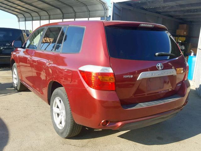 JTEES41A782064529 - 2008 TOYOTA HIGHLANDER RED photo 3