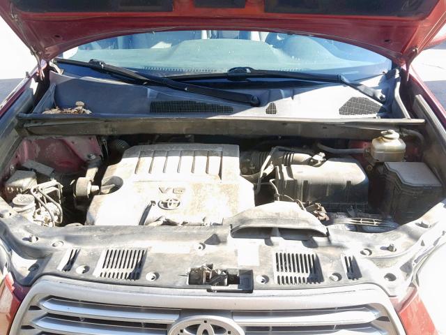 JTEES41A782064529 - 2008 TOYOTA HIGHLANDER RED photo 7