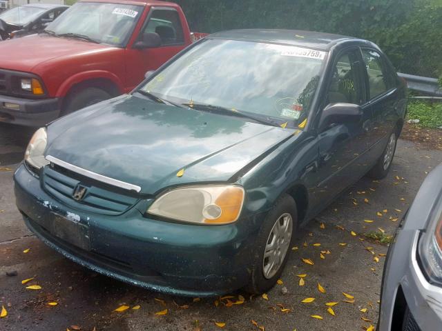 2HGES15221H619438 - 2001 HONDA CIVIC DX GREEN photo 2