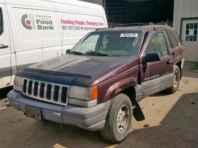 1J4GZ58S2VC578396 - 1997 JEEP GRAND CHER BURGUNDY photo 2