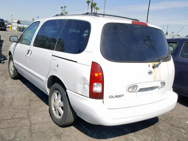 4N2ZN15T02D812750 - 2002 NISSAN QUEST GXE WHITE photo 3