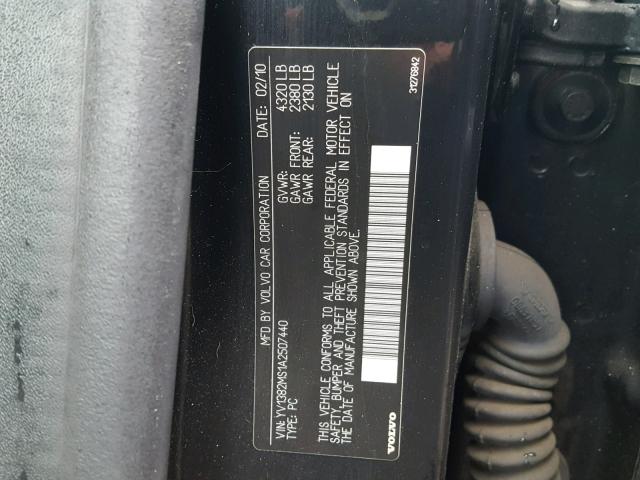 YV1382MS1A2507440 - 2010 VOLVO S40 2.4I BLACK photo 10