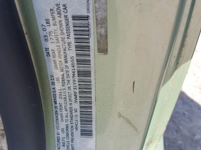 3VWRF31Y97M414555 - 2007 VOLKSWAGEN NEW BEETLE Yaşıl foto 10