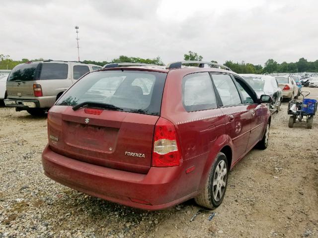 KL5JD86Z95K085287 - 2005 SUZUKI FORENZA S RED photo 4