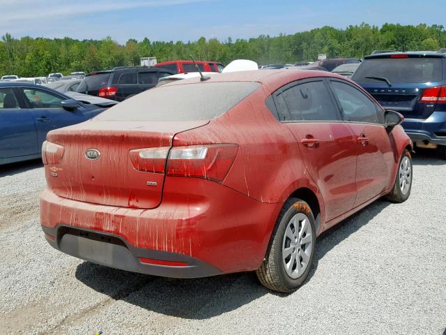 KNADM4A36D6300664 - 2013 KIA RIO LX RED photo 4