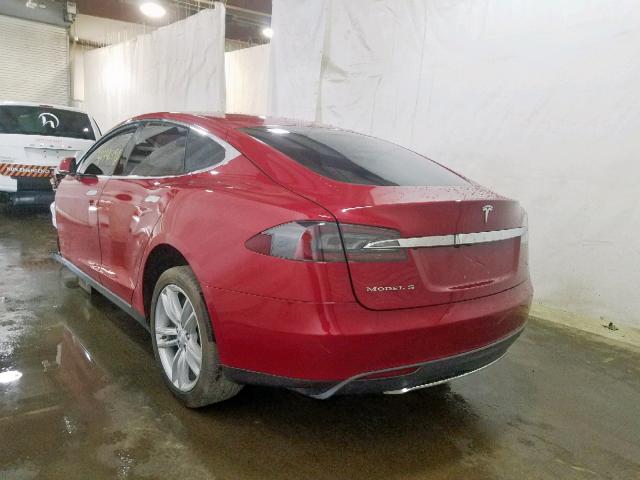 5YJSA1H1XEFP48644 - 2014 TESLA MODEL S RED photo 3