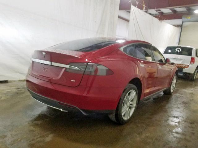 5YJSA1H1XEFP48644 - 2014 TESLA MODEL S RED photo 4