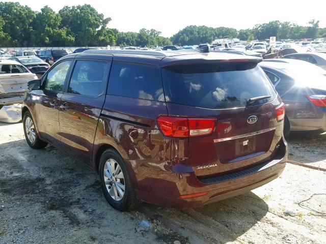 KNDMB5C17G6090638 - 2016 KIA SEDONA LX BURGUNDY photo 3