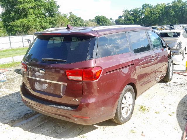 KNDMB5C17G6090638 - 2016 KIA SEDONA LX BURGUNDY photo 4