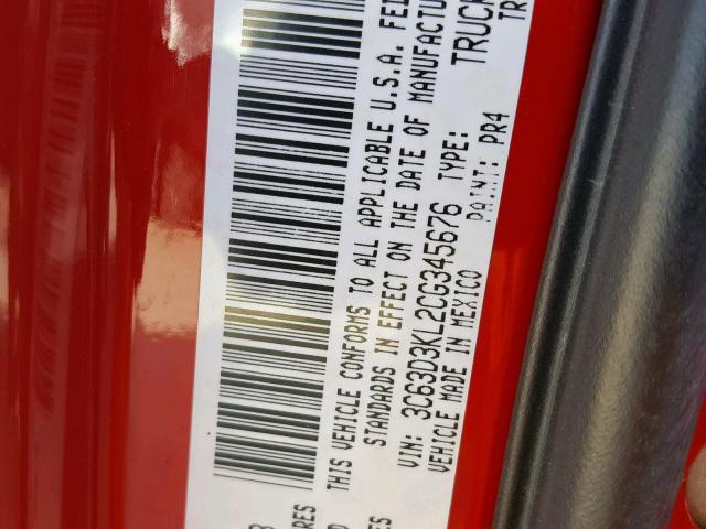 3C63D3KL2CG345676 - 2012 DODGE RAM 3500 L RED photo 10